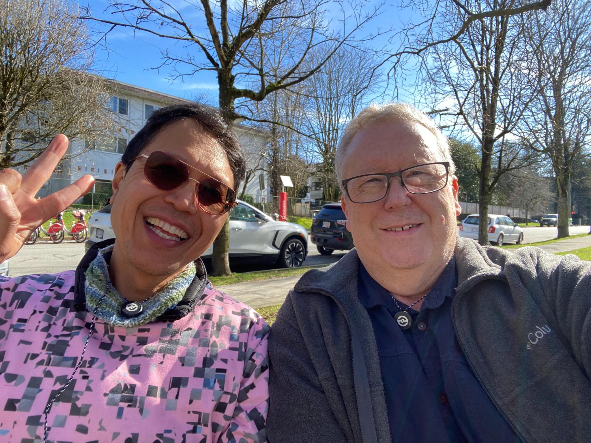 over 40 in vancouver hosts, dale mcgladdery and roland tanglao at oxford park, east vancouver, bc, canada