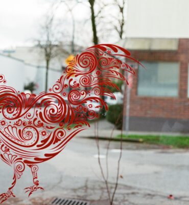 The rooster logo at Commercial Street Cafe, East Vancouver, Canada taken with a Nikon FE2 film camesra in 2016